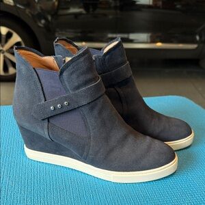 Paolo Navy Suede Wedge Sneaker Boots